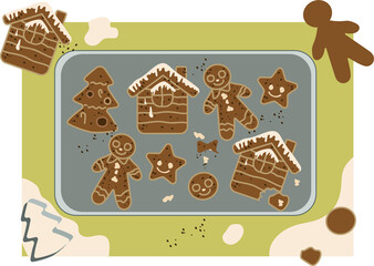 Tray with gingerbread Christmas cookies.
