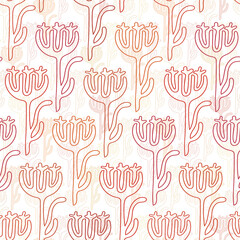 Seamless design flowers abstract pattern on white background. Hand-drawn floral large jpeg. Seamless texture for web, fabric, and print.