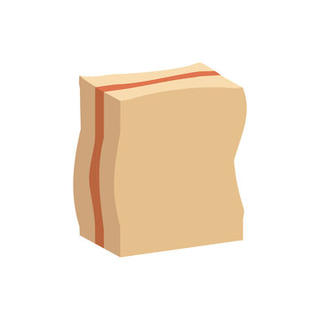 Damaged Cardboard Box When The Parcel Was Delivered.Vector Isometric And 3D View.