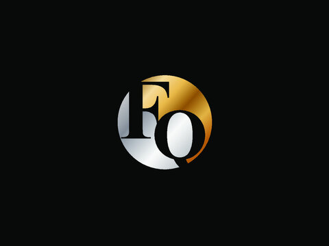 FQ initial logo letter with circle shape Gold silver color vector design, logo design for business name.