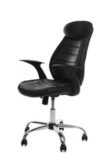 Comfortable leather office chair isolated on white
