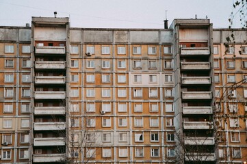 house, big house, panel house, evening, evening light