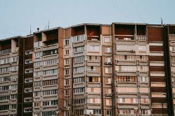 house, big house, panel house, evening, evening light