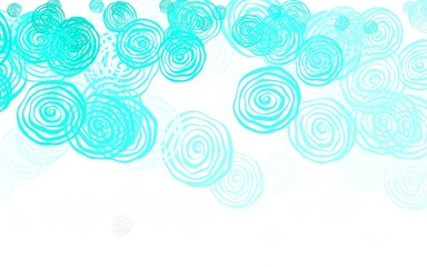 Light Green vector doodle background with roses.