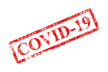 COVID-19. Red stamp "COVID-19" on white background.