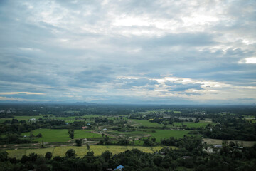 Obraz premium Aerial view of landscape in UTHAI THANI,THAILAND.