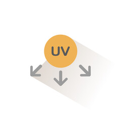 Ultraviolet rays sun symbol. Isolated color icon. Weather vector illustration