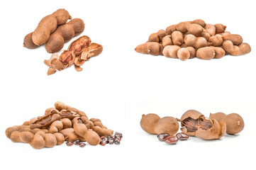 Set of Tamarindo isolated on a white background with clipping path