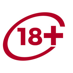 Obraz premium Red drop icon circle with age limit