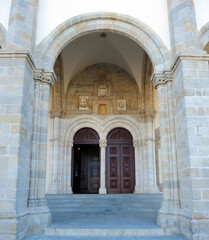Évora, Portugal. Portico of San Francisco church.  Inside is the famous Capela dos Ossos (Chapel of Bones).
