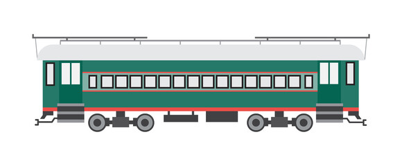 Fototapeta premium Passenger railway car of suburban train, wagon of subway or metro