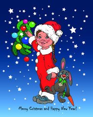 santa claus and christmas tree