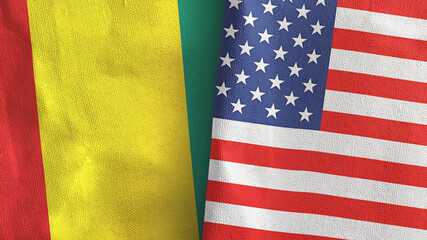 Obraz premium United States and Guinea two flags textile cloth 3D rendering