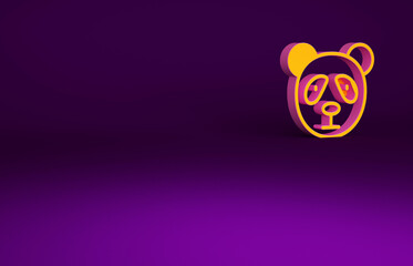 Orange Cute panda face icon isolated on purple background. Animal symbol. Minimalism concept. 3d illustration 3D render. © Vadim