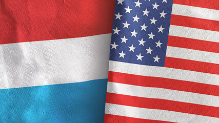 Fototapeta premium United States and Luxembourg two flags textile cloth 3D rendering