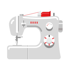 Sewing machine isolated on white background. Flat vector illustration