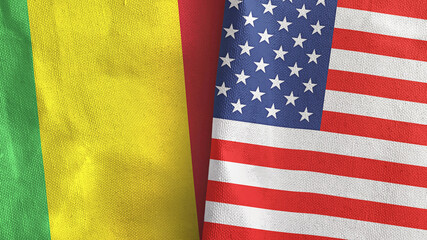 Obraz premium United States and Mali two flags textile cloth 3D rendering