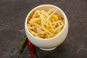 Soy sprout heap in the bowl