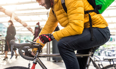 Food delivery rider on his bicycle.