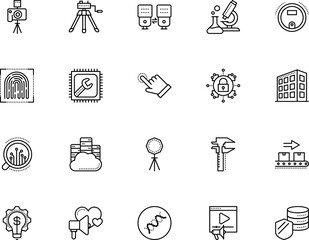 technology vector icon set such as: structure, board, vacuum, creativity, instrument, precision, housekeeping, badge, padlock, packaging, pink, reflector, machinery, simplicity, chip, efficiency