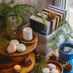 christmas tea and books
