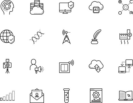 technology vector icon set such as: strand, map, progress, man, elearning, simple, genetic, document, button, electricity, site, rechargeable, planet, pharmaceutical, photography, graph, mail