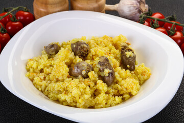 Rice with Chicken hearts