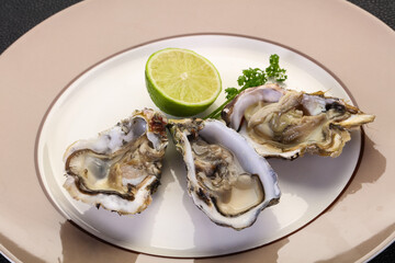 Oysters with lime and parsley