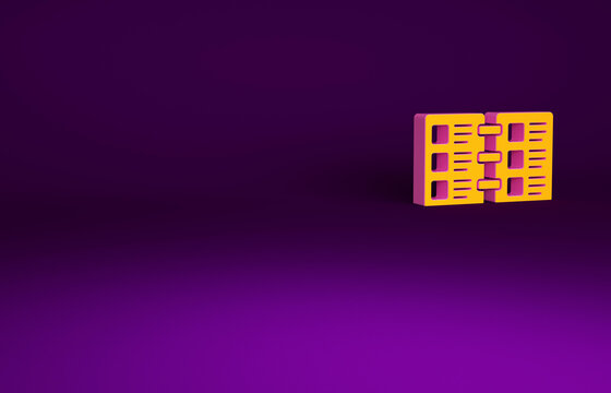 Orange Restaurant Cafe Menu Icon Isolated On Purple Background. Minimalism Concept. 3d Illustration 3D Render.