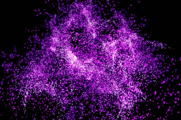 neon pink exploding defocused particles on a black background 3d render