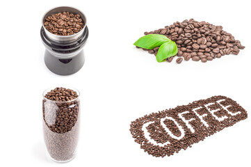 Set of brazilian coffee isolated on a white background cutout