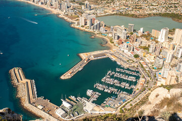 Obraz premium Landscape of the city of Calpe, with views of the sports port and the city.