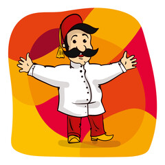 arabic, icon, isolated, kitchener, man, meat, menu, head, national, restaurant, sandwich, toque, traditional, turkey, turkish, profession, hat, greek, graphic, bakery, cap, chef, clothing, cook, cooke