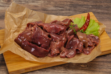 Raw chicken liver ready for cooking