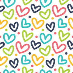 Simple seamless pattern with bright hearts.