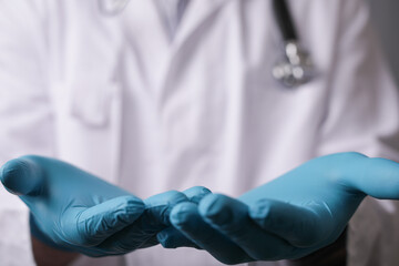 doctor hand blue gloves imedical care