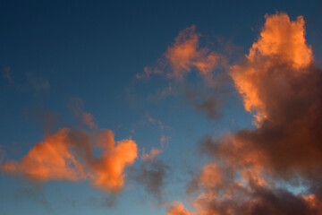 fire clouds in the sunset sky