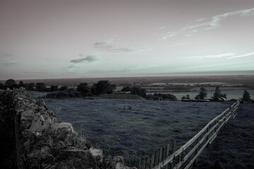 Irish Landscape vista, black and white 