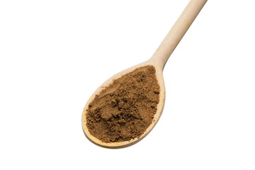 Mix spices on wooden spoon isolated.