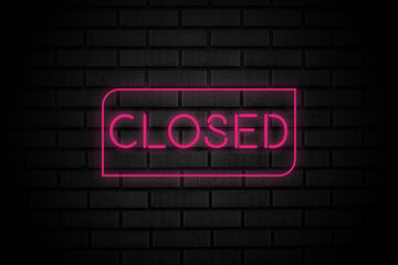 Fototapeta na wymiar closed neon sign for shops, cafe, bar, red and pink wall background