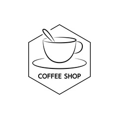 Coffee logo design. Coffee cup doodle vector.