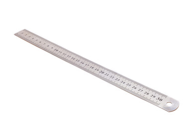 30 centimeters iron ruler on white background isolated