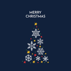 Merry Christmas wallpaper. Christmas background with Christmas tree. Snowflake pattern
