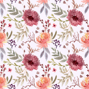 beautiful vintage floral watercolor seamless pattern