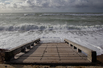 Obraz premium A slipway at Freshwater Bay, Isle of Wight, England