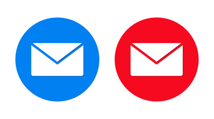 Email icon flat trendy round button set