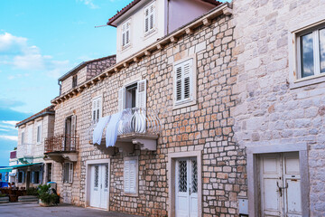 Historical stone buildings in Sutivan town, Brac island, Croatia.