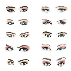 Eyes set vector collection. Look and Vision, cosmetic and beauty.