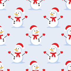 Christmas seamless pattern, vector background, Snowman