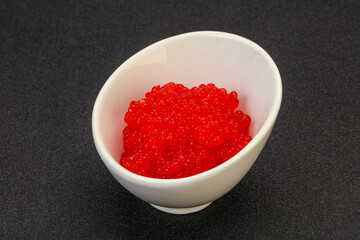 Red salmon caviar in the bowl